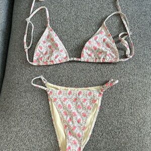 Pink and Cream Floral Bikini